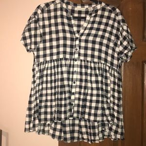 Checkered Black and White Anthropologie Top